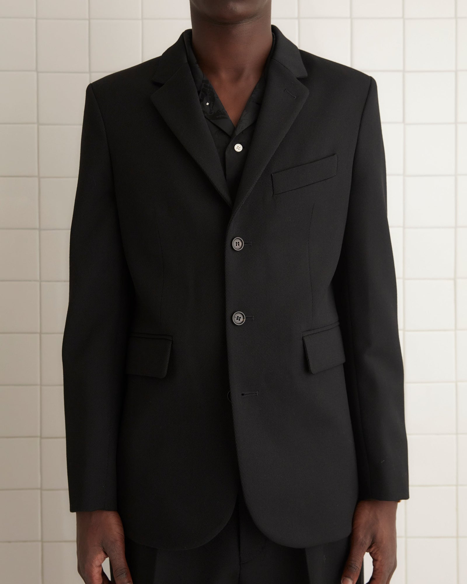 Riding Twill Suit Jacket - Black