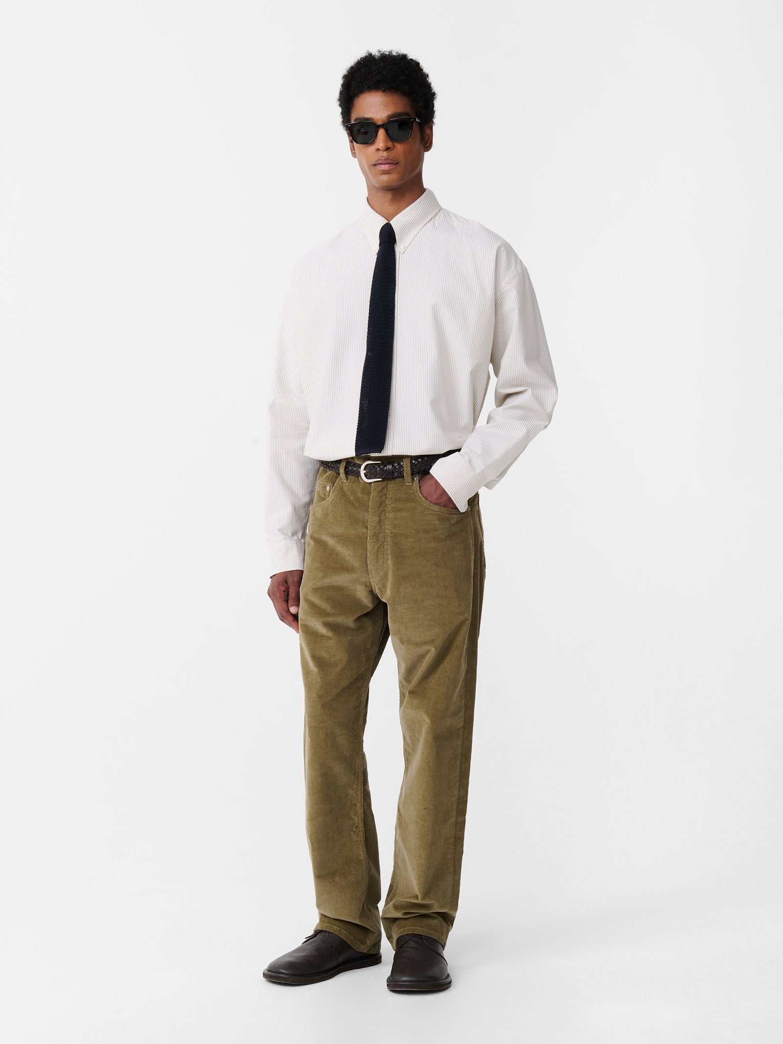 Riso Corduroy Straight Leg Pant In Lichen