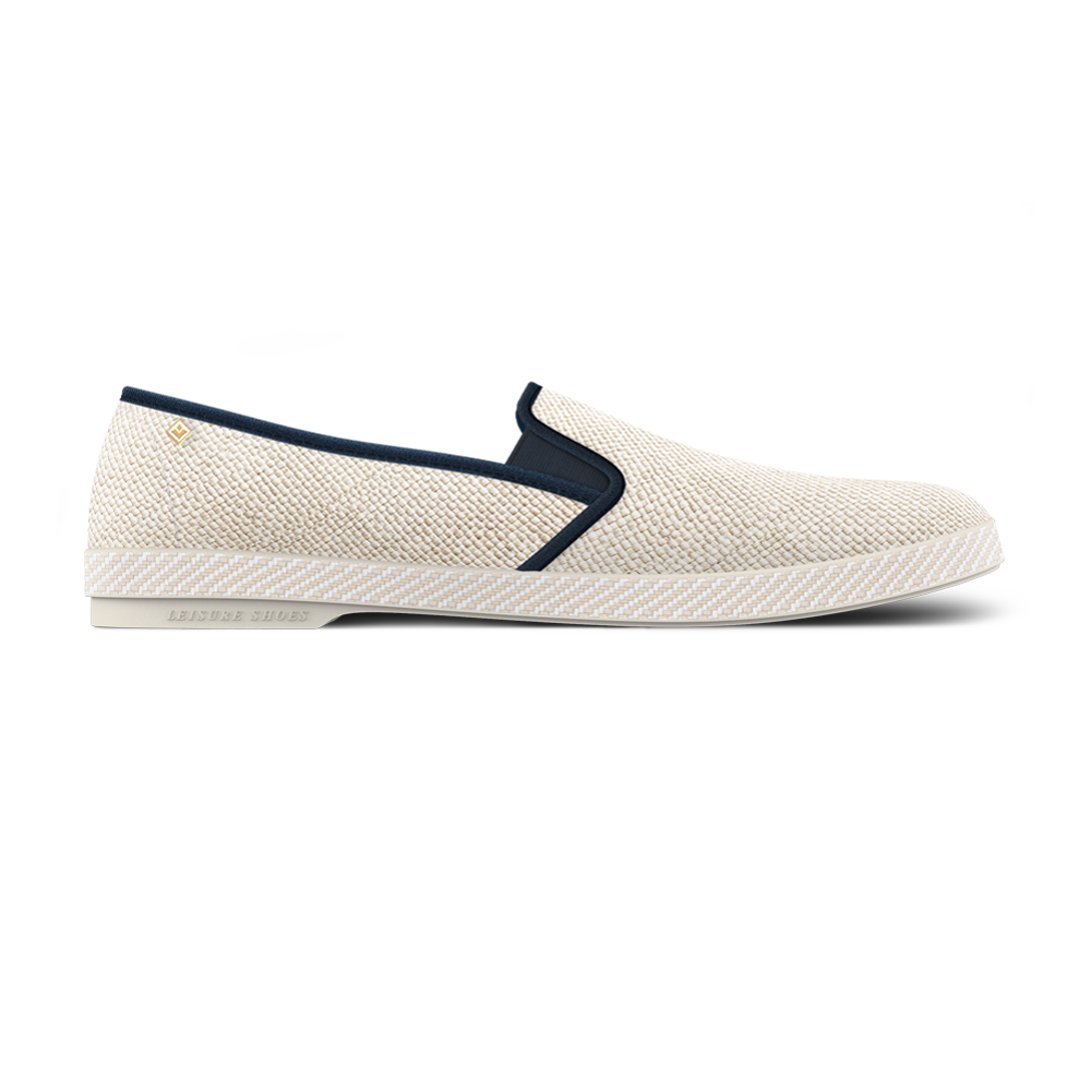 Classic Raphia Ivoire Biais Marine