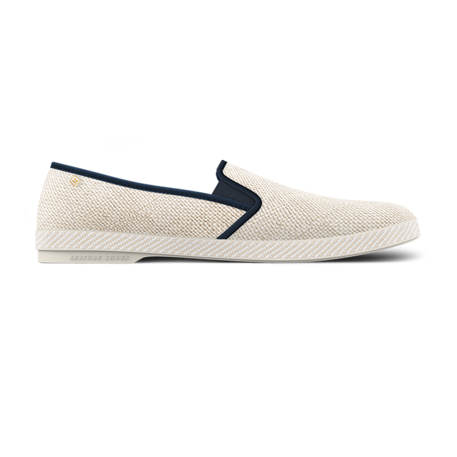 Classic Raphia Ivoire Biais Marine