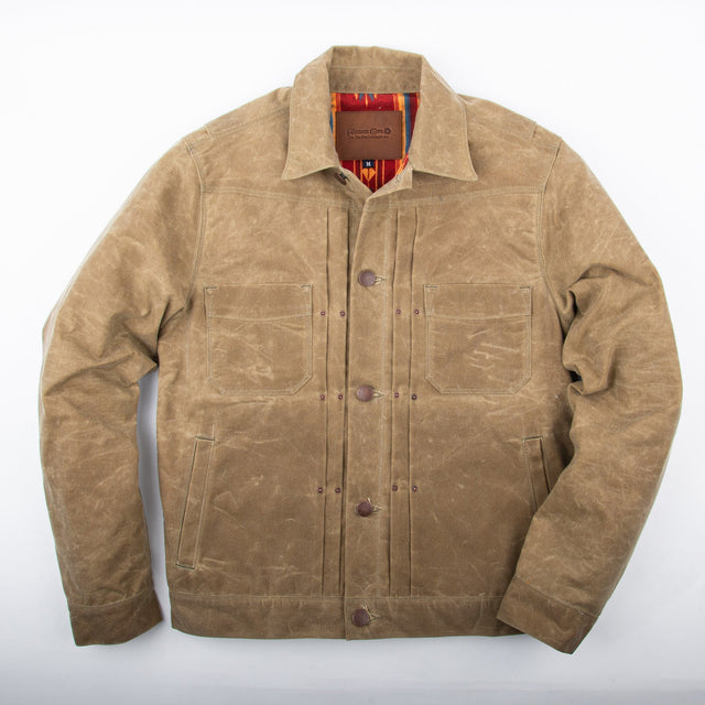 Riders Jacket Waxed Canvas Tumbleweed Red Interior