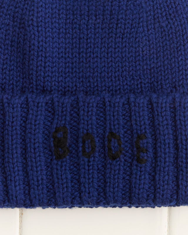 Roll-Up Tassel Beanie - Navy