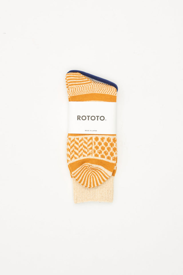 Multi Jaquard Crew Ivory/Gold