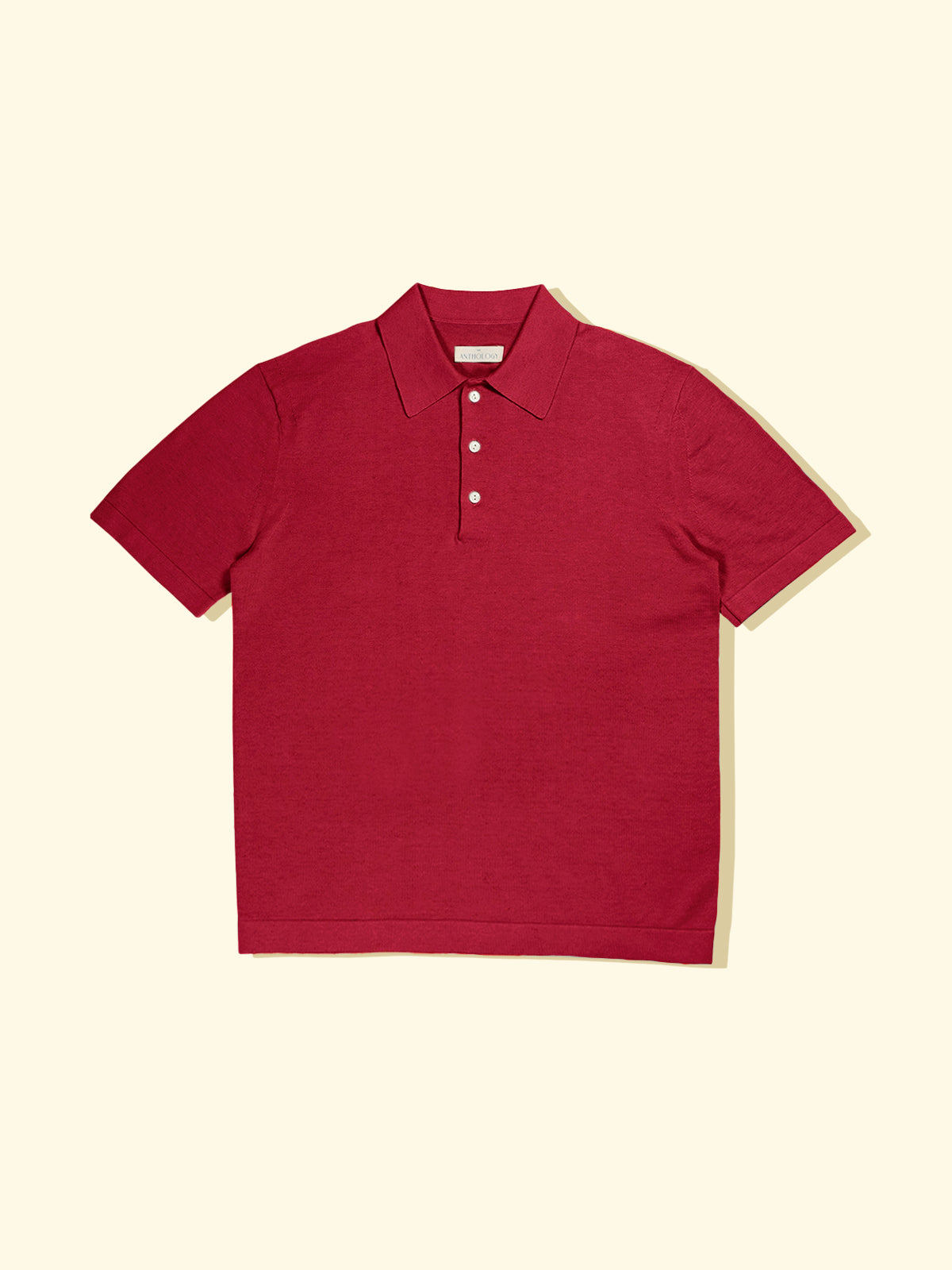 Linen Cotton Knitted Short Sleeve Polo Poppy Red The Anthology