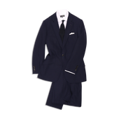 Single Breasted Notch Lapel Suit In Blue Tropical Wool