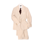 Single Breasted Peak Lapel Suit In Natural Linen