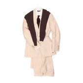 Single Breasted Peak Lapel Suit In Natural Linen