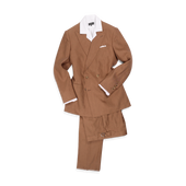 Double Breasted Peak Lapel Suit In Wool Silk And Linen