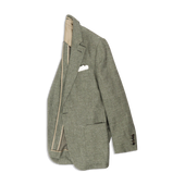 Single Breasted Notch Lapel Jacket In Green Summer Hopsack