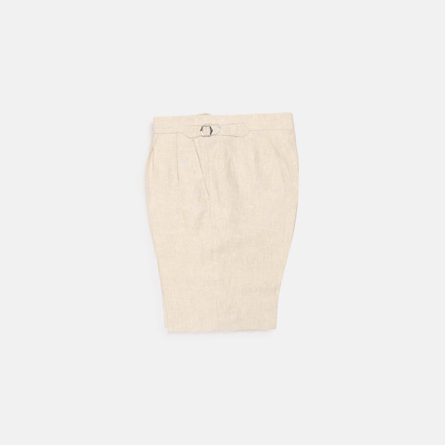 Pleated Shorts in Natural Linen