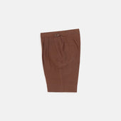 Pleated Shorts in Chocolate Brown Linen
