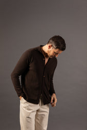 Knitted Cashmere Shirt In Brown