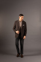 Single Breasted Notch Lapel Jacket In Brown Glen Check