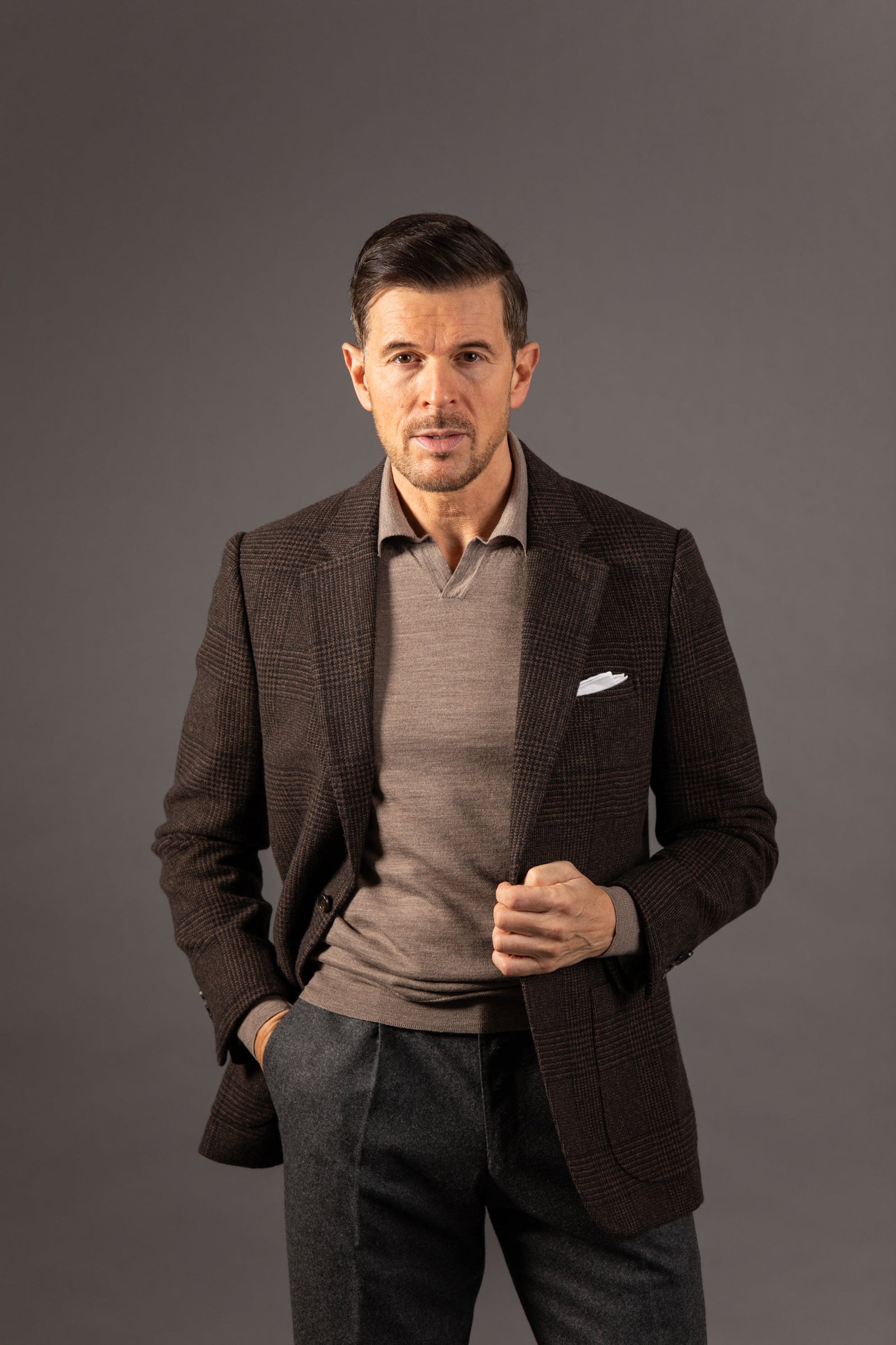 Open Collar Polo In Merino Wool