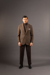 Roll Neck Jumper In Brown Cashmere Silk