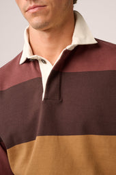 Mornington Rugby Shirt - Cotton - Burgundy/Ochre/Chocolate