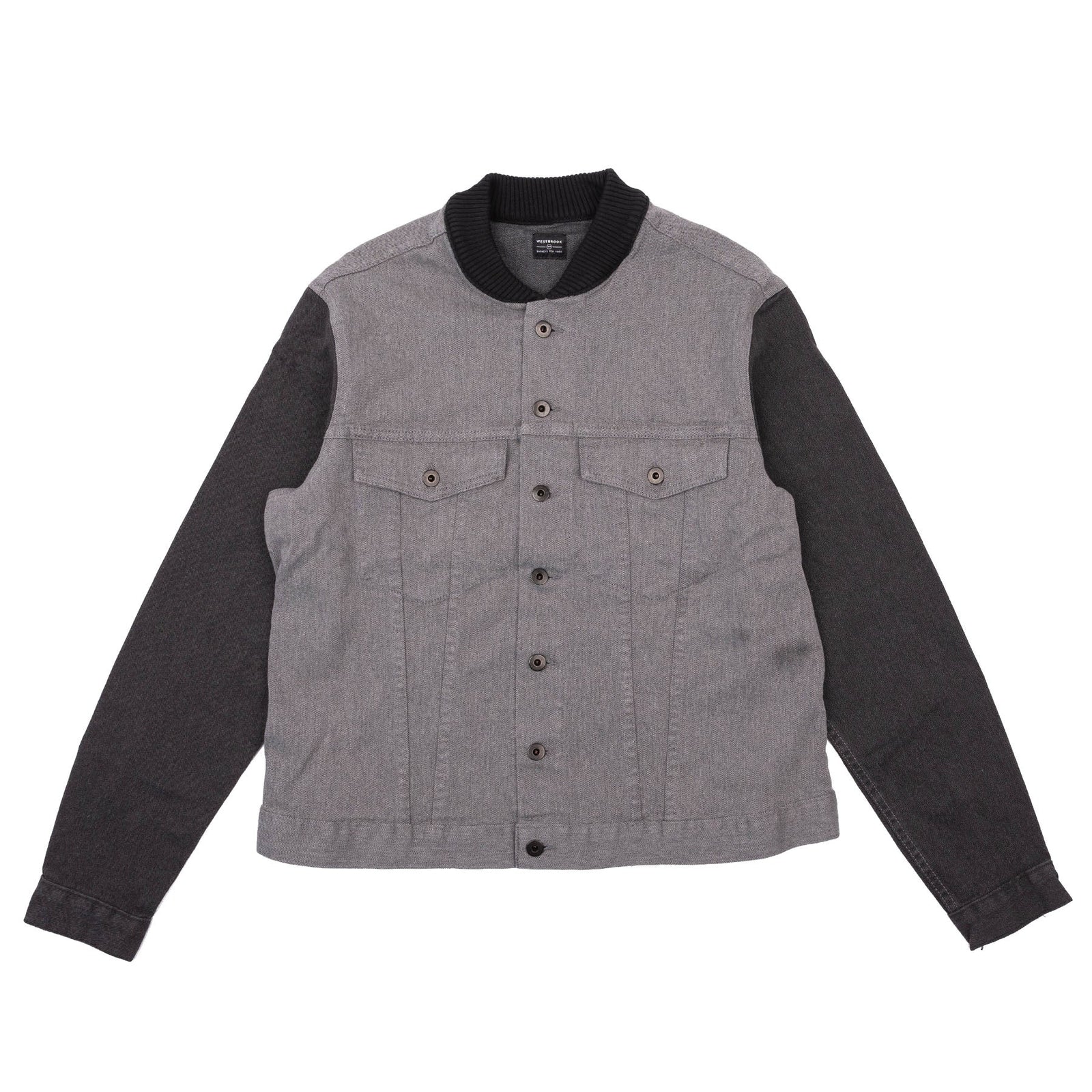 Color Block Denim Jacket Grey