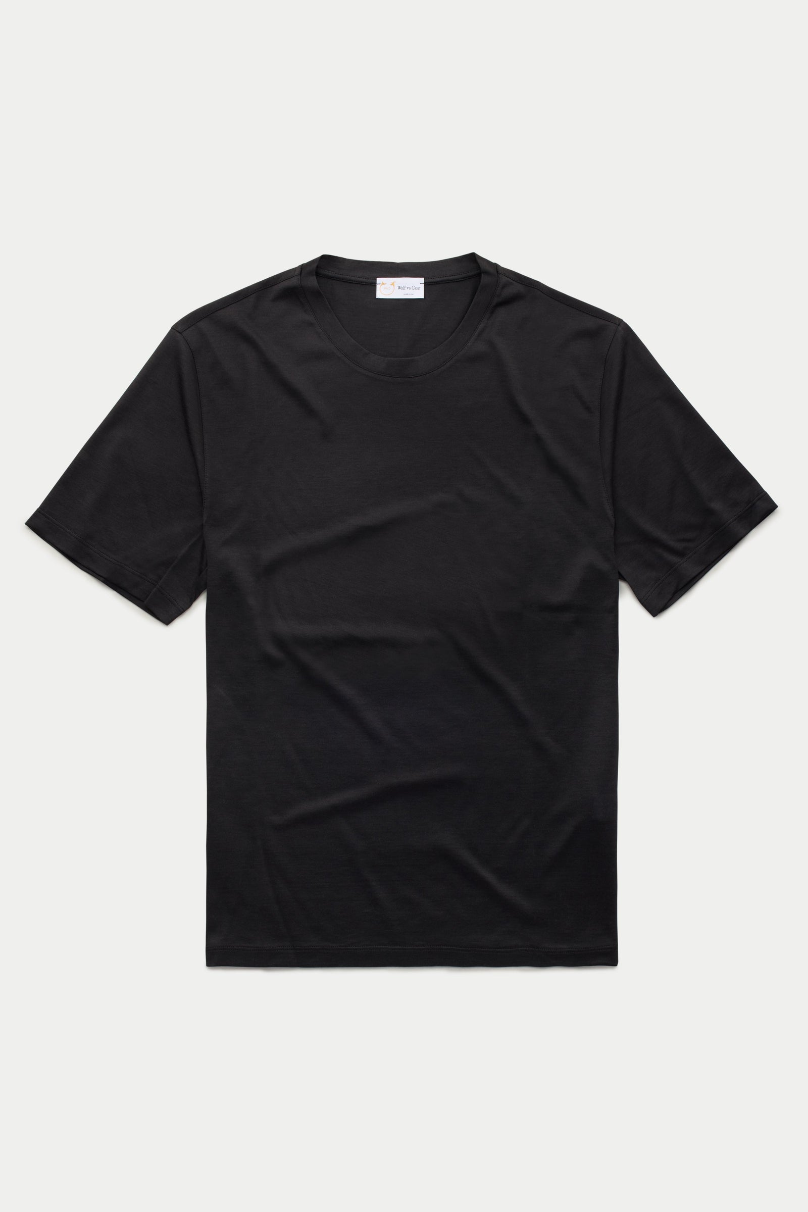 Silk Cotton Short Sleeve Crew Neck T-Shirt Black
