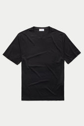 Silk Cotton Short Sleeve Crew Neck T-Shirt Black