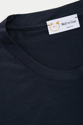 Silk Cotton Short Sleeve Crew Neck T-Shirt Midnight