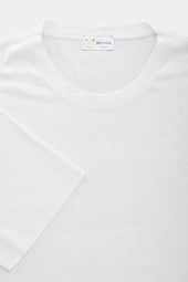 Silk Cotton Short Sleeve Crew Neck T-Shirt White