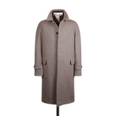 Raglan Overcoat in Brown Herringbone Cashmere Mix