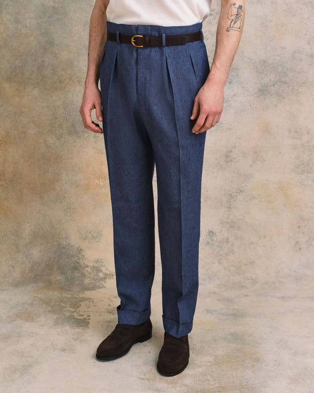 Linen Blend Denim Hollywood Trousers
