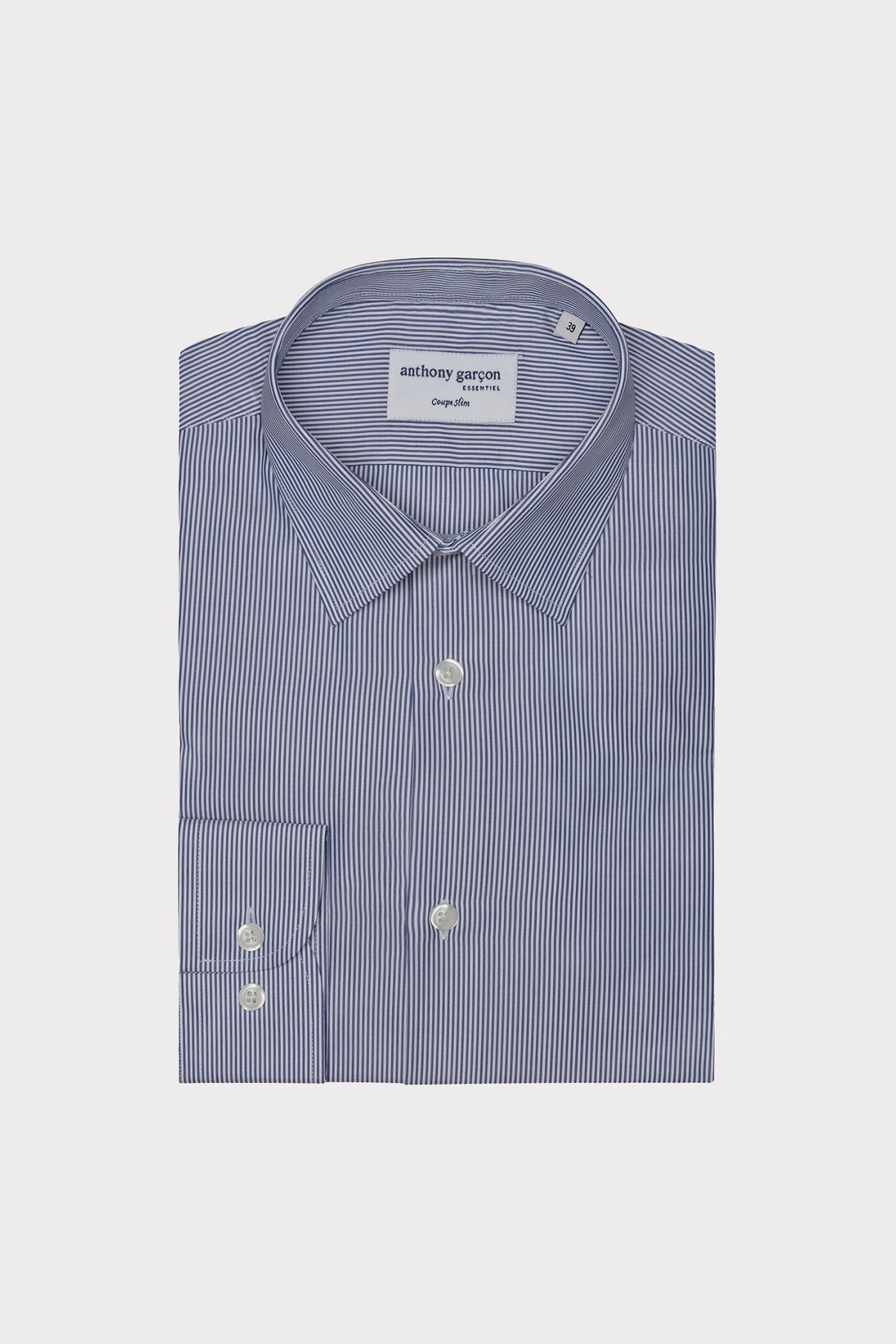 Chemise Regular Rayure Bleu Fonc Col Fran Ais