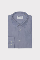 Regular Dark Blue Striped Shirt with French Collar