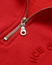 Half Zip Fleece Sweatshirt Red Unisex