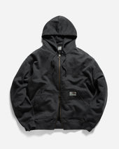 TOLMIE FULLZIP SWEATSHIRT - OVERDYED BLACK 19oz. ALL COTTON FLEECE WITH EARTH PAISLEY PRINTED LOOPBACK TERRY BACK