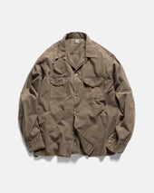 WES STRAIGHT HEM WORK SHIRT - FALCON BROWN PIGMENT DYED POPLIN