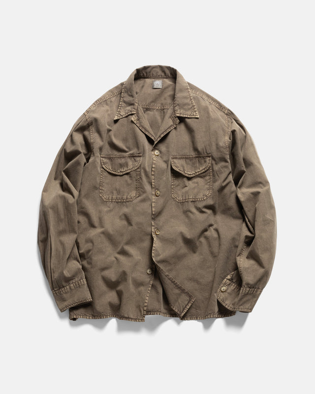 WES STRAIGHT HEM WORK SHIRT - FALCON BROWN PIGMENT DYED POPLIN