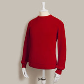 Ribbed Cotton Raglan Sleeved Sweater In Dark Red