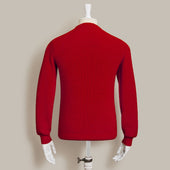Ribbed Cotton Raglan Sleeved Sweater In Dark Red