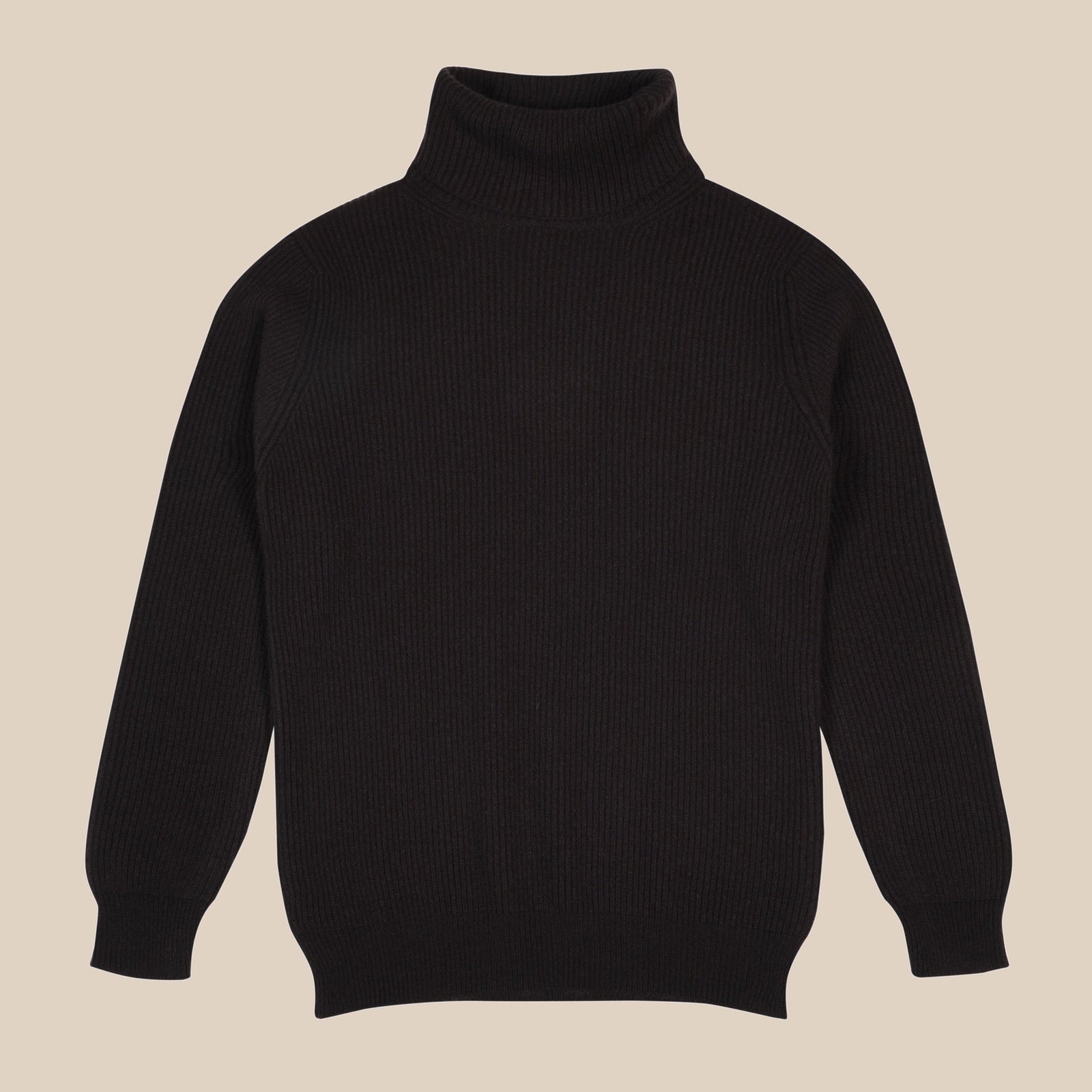 Cashmere Ribbed Submariner Rollneck In Dark Brown