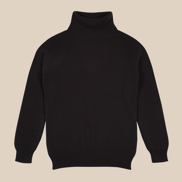 Cashmere ribbed submariner rollneck in dark brown