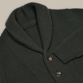 Ribbed Shawl Collar Cashmere Blend Cardigan In