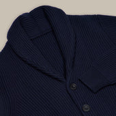 Ribbed Shawl Collar Cashmere Blend Cardigan In