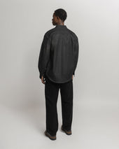ELI HAND-EMBROIDERED DOUBLE KNEE WORK PANT - BLACK HANDSPUN COTTON CANVAS