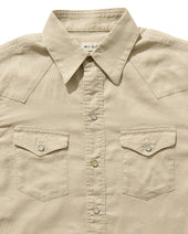 Lightweight Roper Shirt In Beige Brushed Cotton Linen