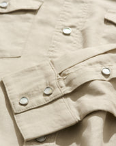 Lightweight Roper Shirt In Beige Brushed Cotton Linen