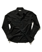 Lightweight Roper Shirt in Black Brushed Cotton/Linen
