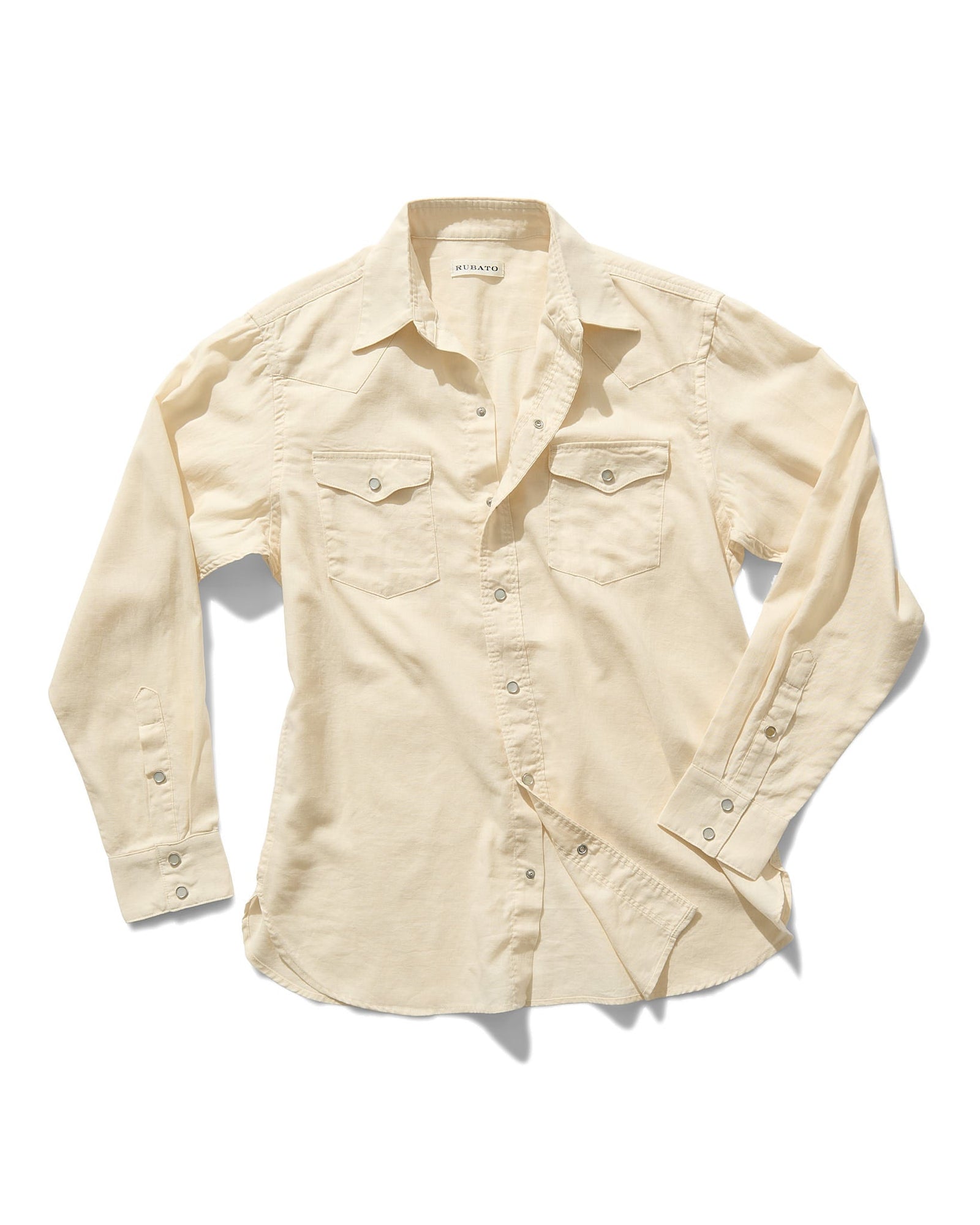Lightweight Roper Shirt In Brushed Cotton Linen