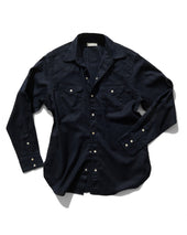 Lightweight Roper Shirt in Navy Brushed Cotton/Linen