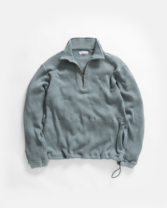ROSCO 1/4 ZIP SWEATER - TROOPER SLATE BLENDED TECH COTTON EXPLODED THERMAL