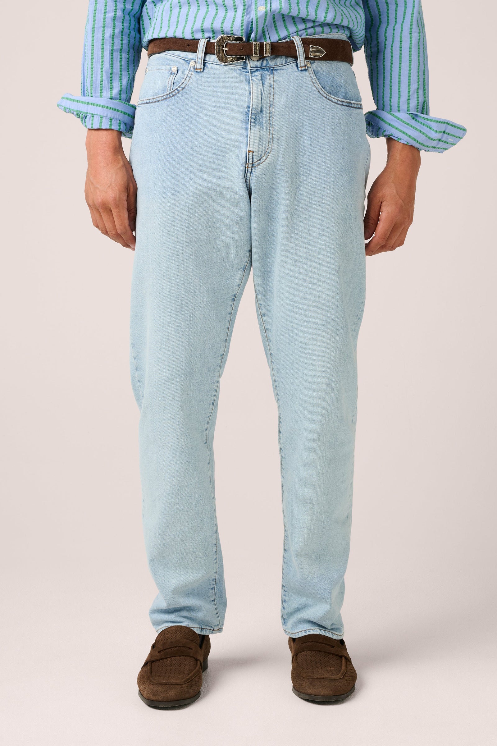 Street Denim Italian Selvedge Jeans Bleached Indigo