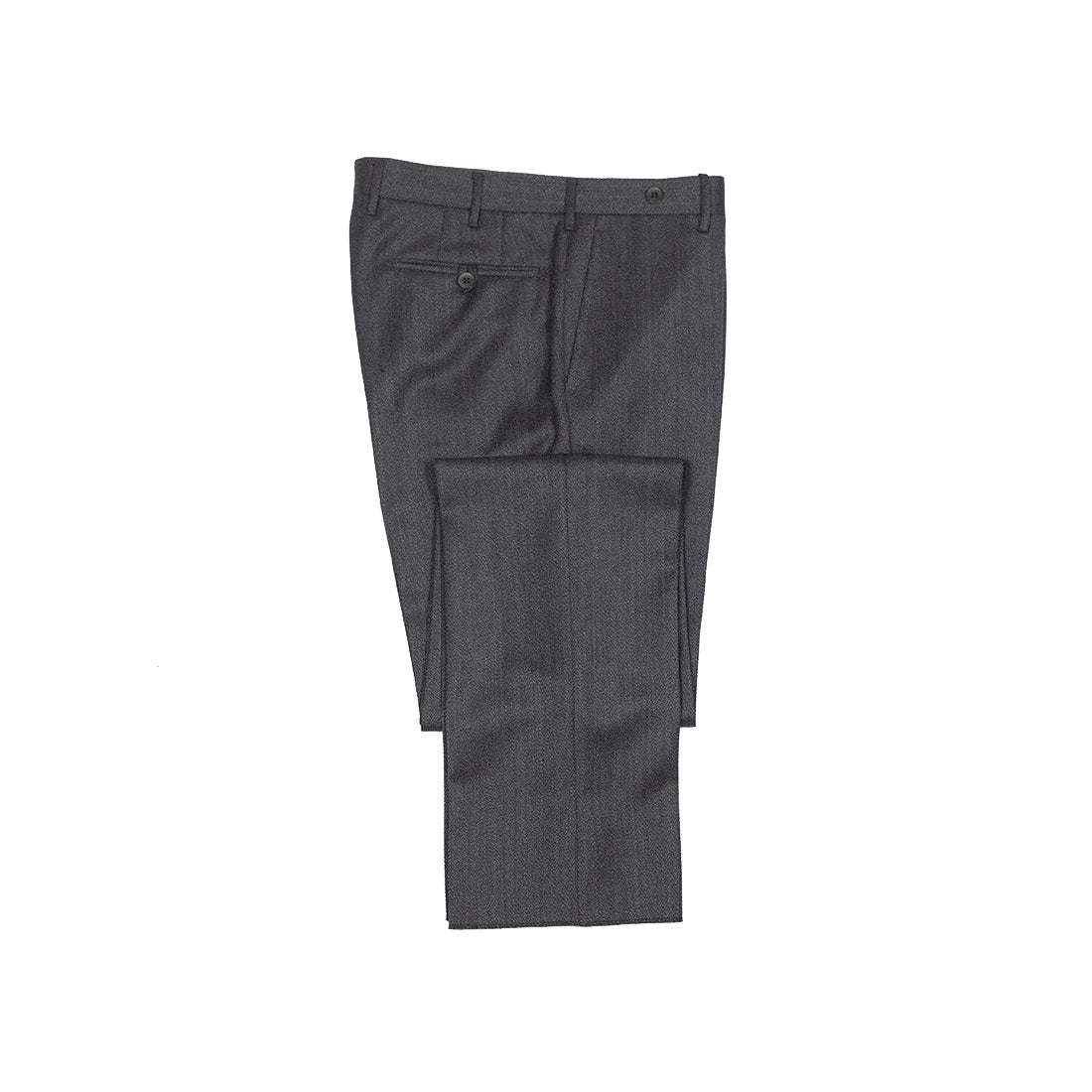 Midtown Flat Front Belt Loop Trousers In Grey Melange Cavalry Twill Wool