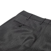 Midtown Flat Front Belt Loop Trousers In Grey Melange Cavalry Twill Wool