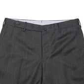 Midtown Flat Front Belt Loop Trousers In Grey Melange Cavalry Twill Wool